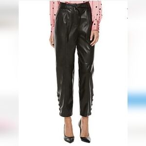 Ryegrass Women's Black Faux Leather Mid Rise Regular Fit Ankle Pants